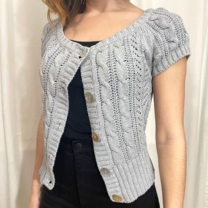 H&M L.O.G.G. Grey Short Sleeve Cardigan